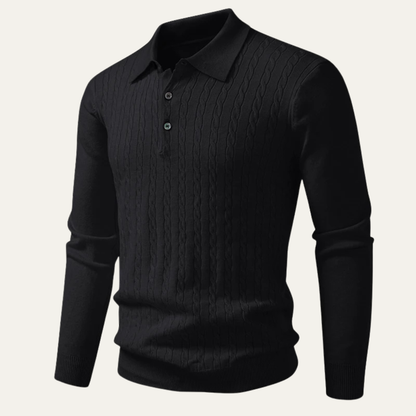 Men's Cotton Polo Sweater Soft Knit