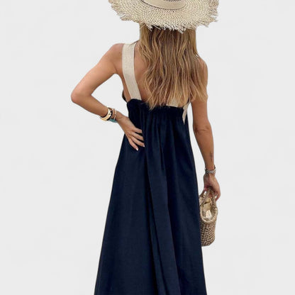 Elegant Women's Maxi Dress Cross Neck Design