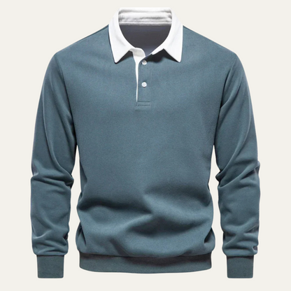 Men's Long Sleeve Polo Classic Knit Shirt