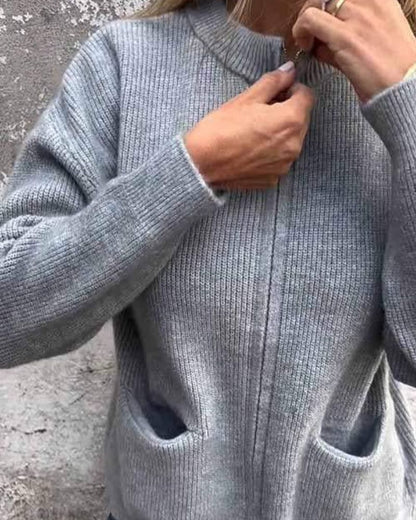 Women's Long Sleeve Sweater Patch Pockets