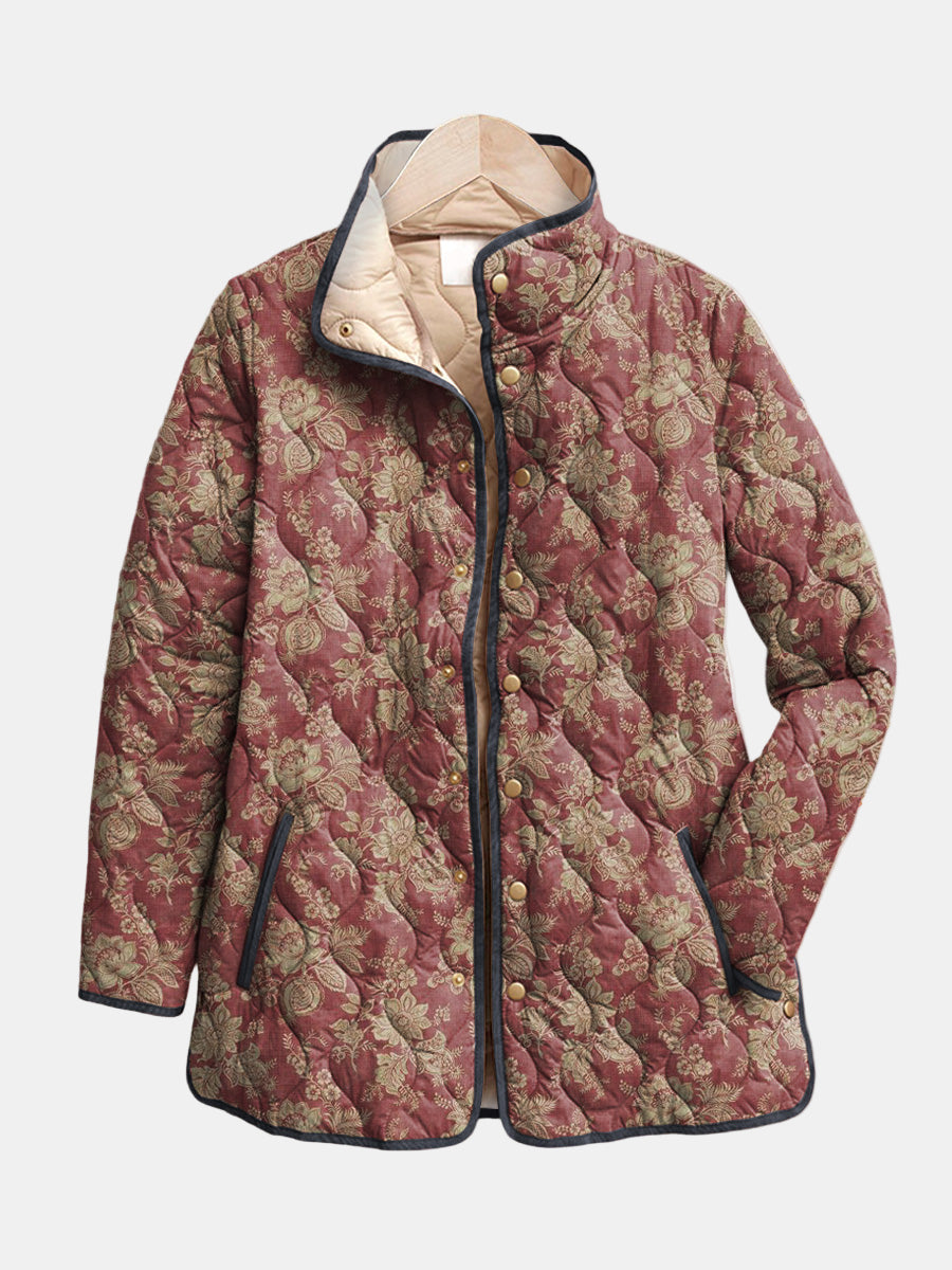 Women's Retro Floral Print Jacket - VibreMode