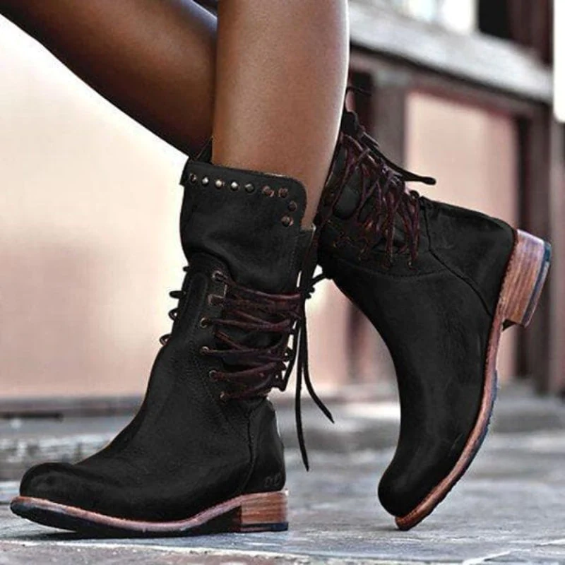 Women's Lace Up Boots Closed Toe