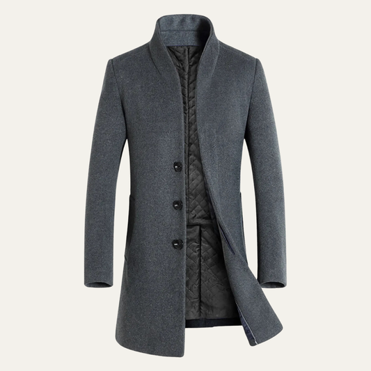 Men's Wool Blend Single Breasted Trench Coat - VibreMode