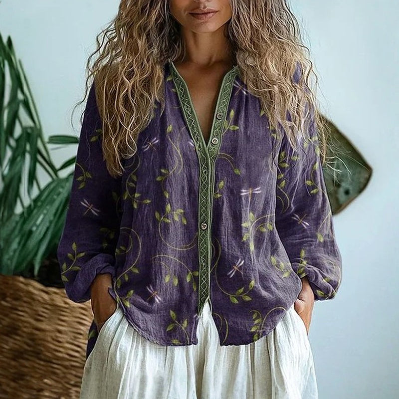 Women's Relaxed Fit Nature Print Blouse - VibreMode