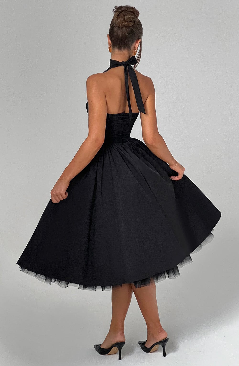 Women's Midi Dress Halter Neck Tulle Skirt