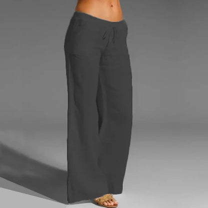Women's Linen Summer Trousers Loose Fit Beige