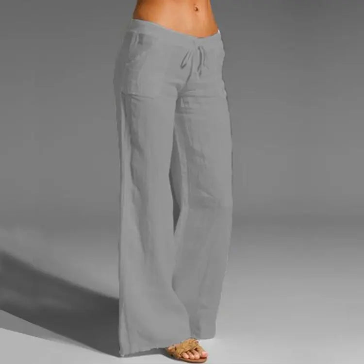 Women's Linen Summer Trousers Loose Fit Beige