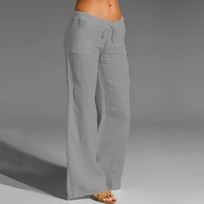 Women's Linen Summer Trousers Loose Fit Beige