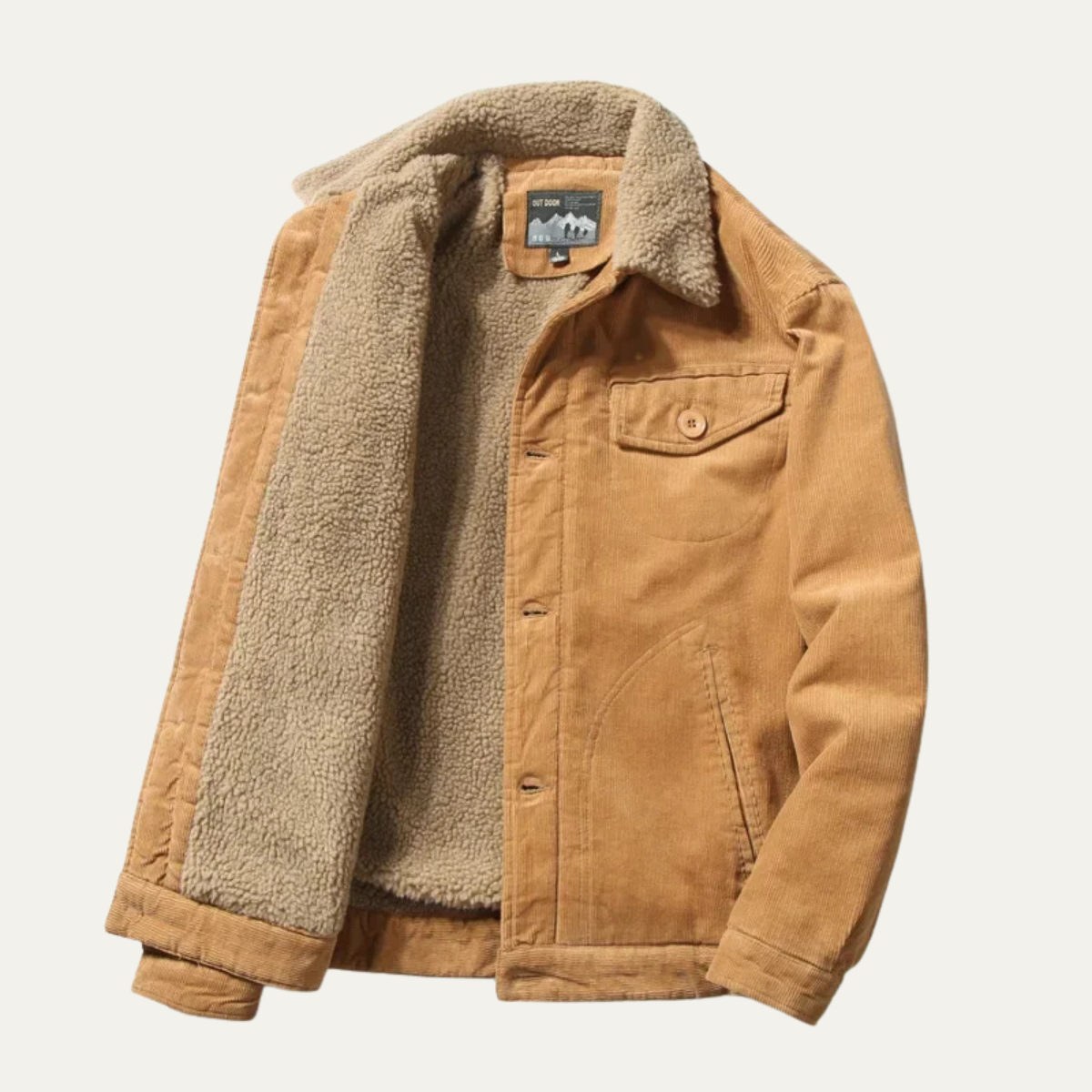 Monferrato Men's Corduroy Winter Jacket Fur Collar