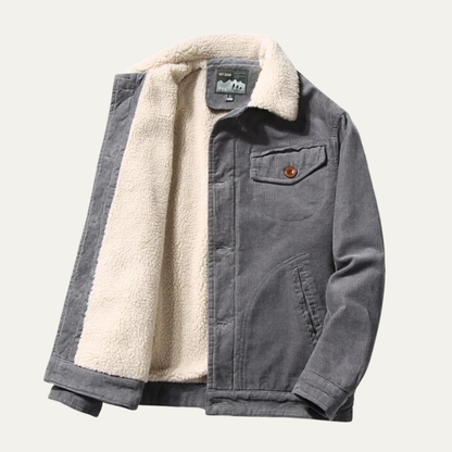 Monferrato Men's Corduroy Winter Jacket Fur Collar