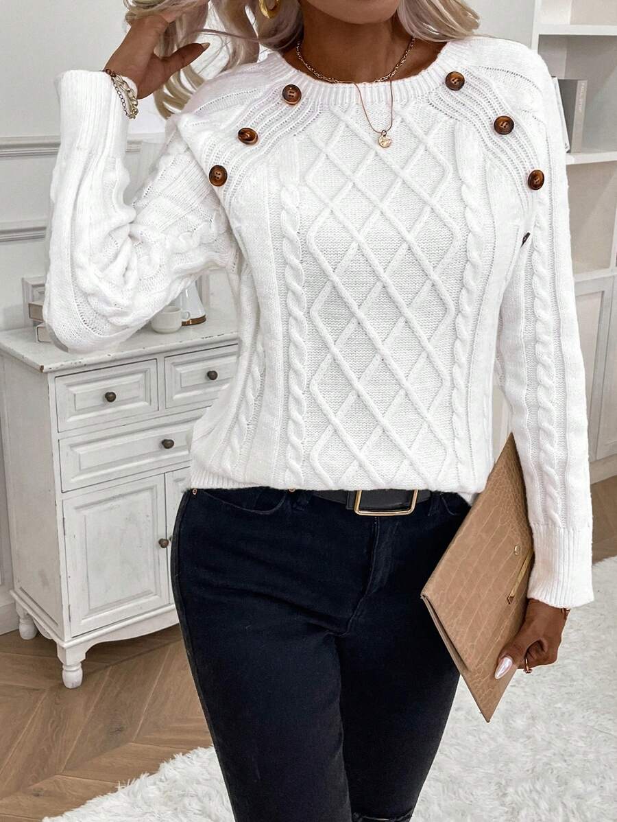 Women's Cable Knit Round Neck Sweater