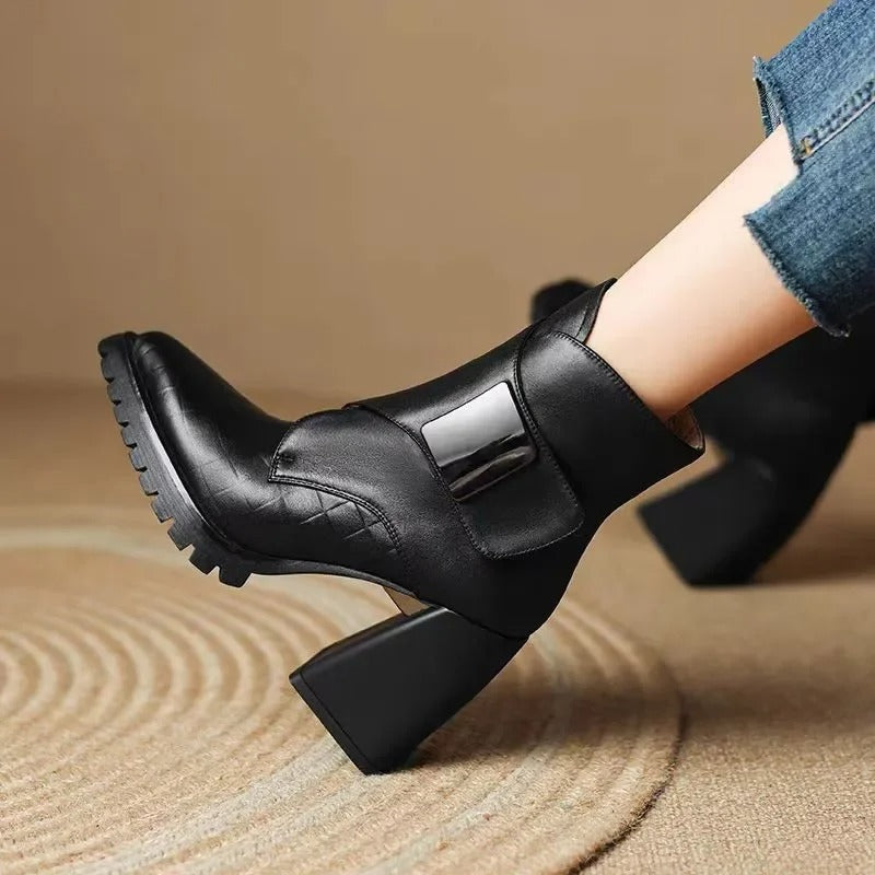 Women's Ankle Boots Square Toe Block Heel - VibreMode