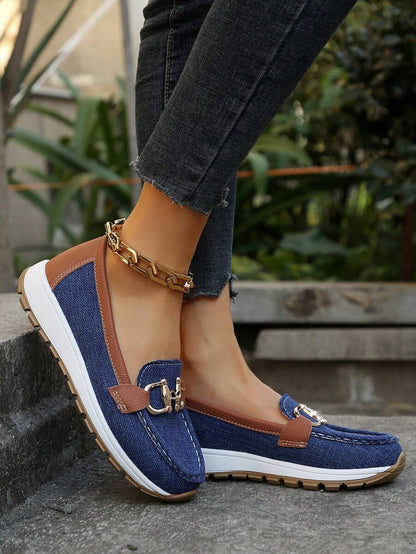 Comfortable Chain Detail Slip On Loafers Women's Shoes