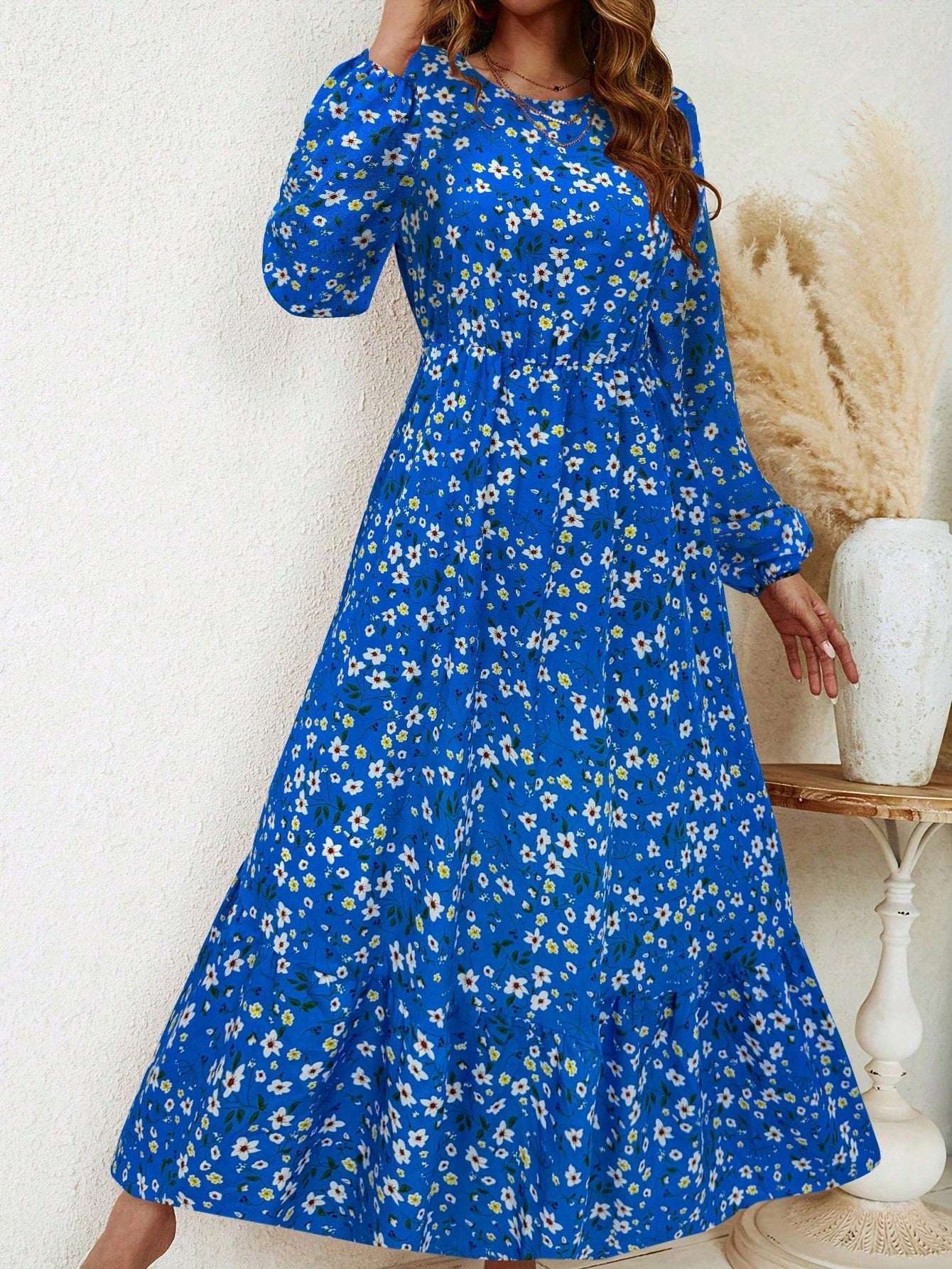 Bohemian Floral Long Sleeve Maxi Dress for Women