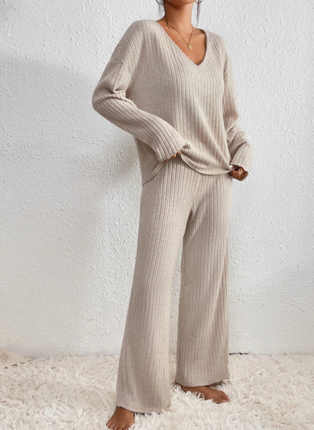 Women's V-Neck Knit Two-Piece Set