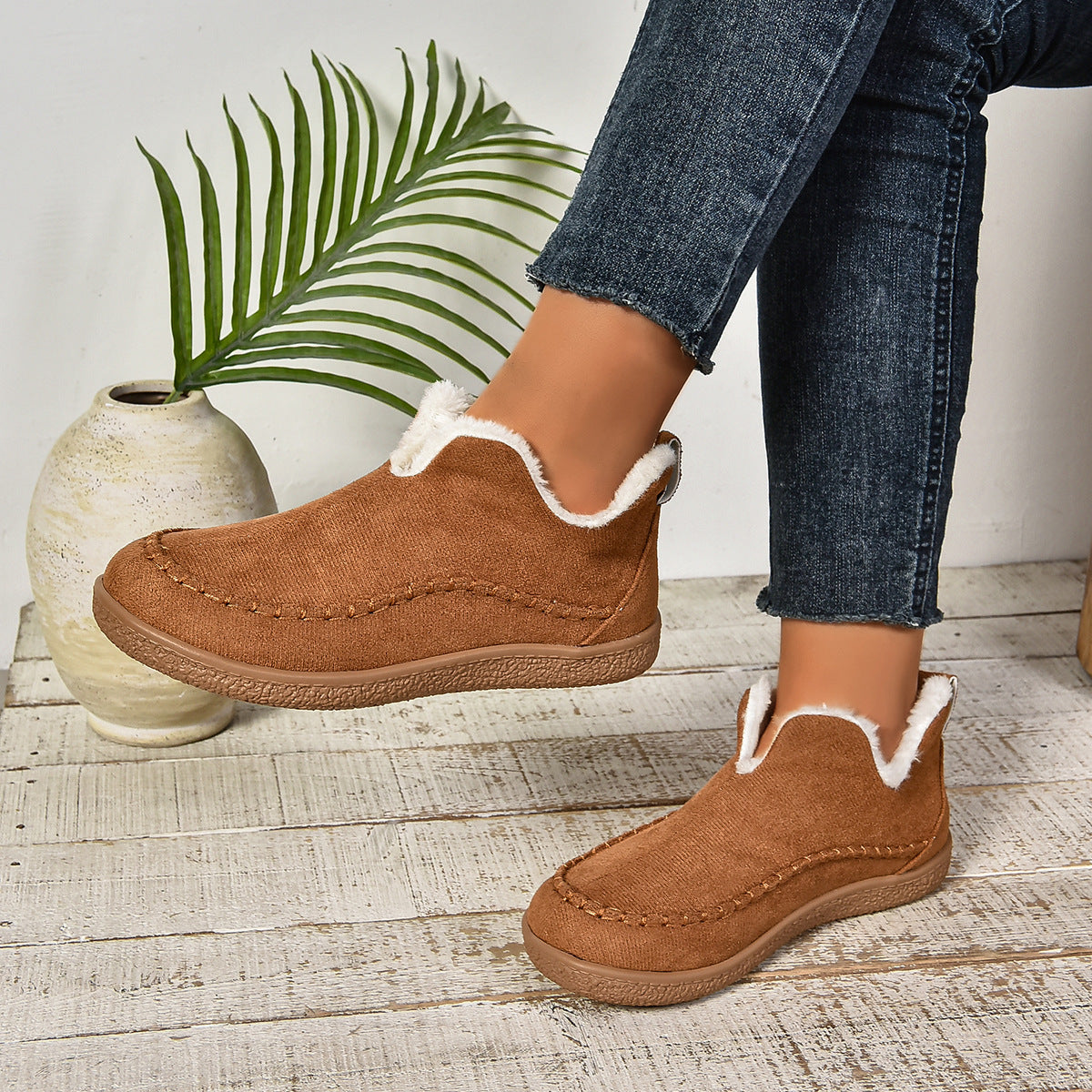 Women's Fur Lined Ankle Boots Anti-Slip Thick Sole