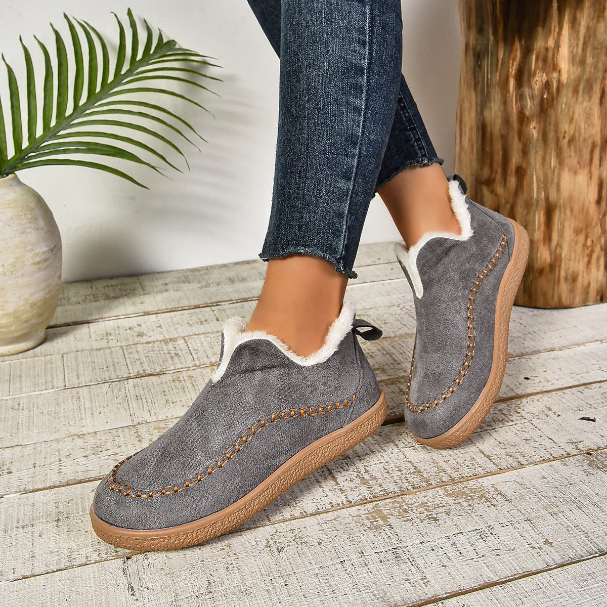 Women's Fur Lined Ankle Boots Anti-Slip Thick Sole