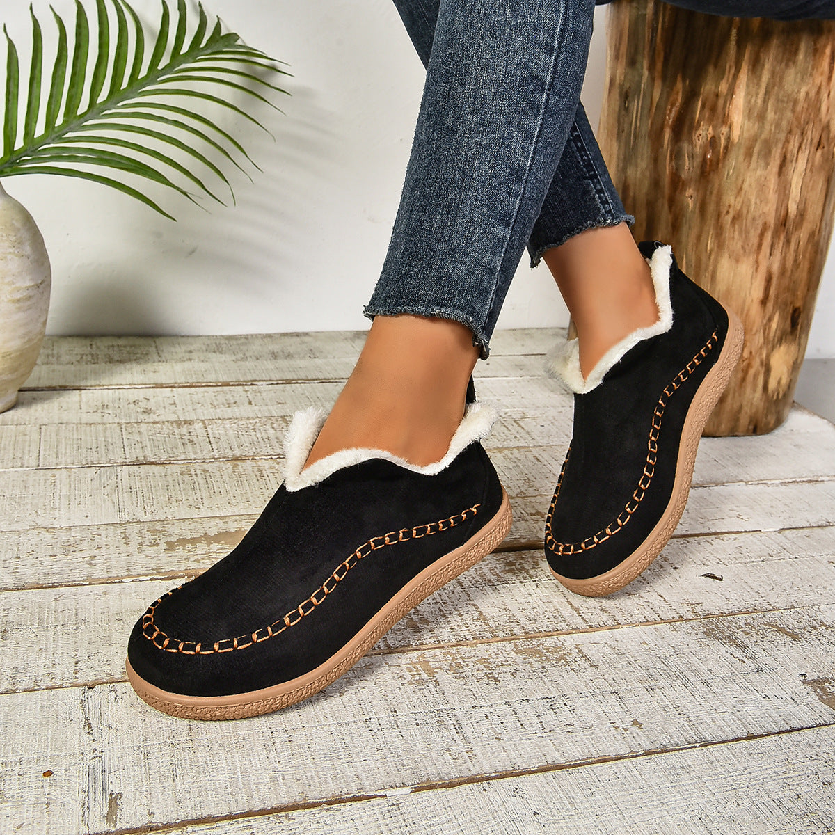Women's Slip-On Boots Stitch Detail