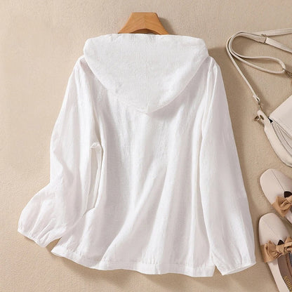 Women's Hooded Button Down Blouse