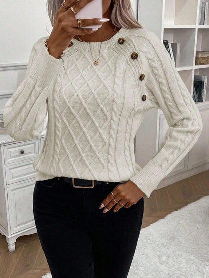 Women's Cable Knit Round Neck Sweater