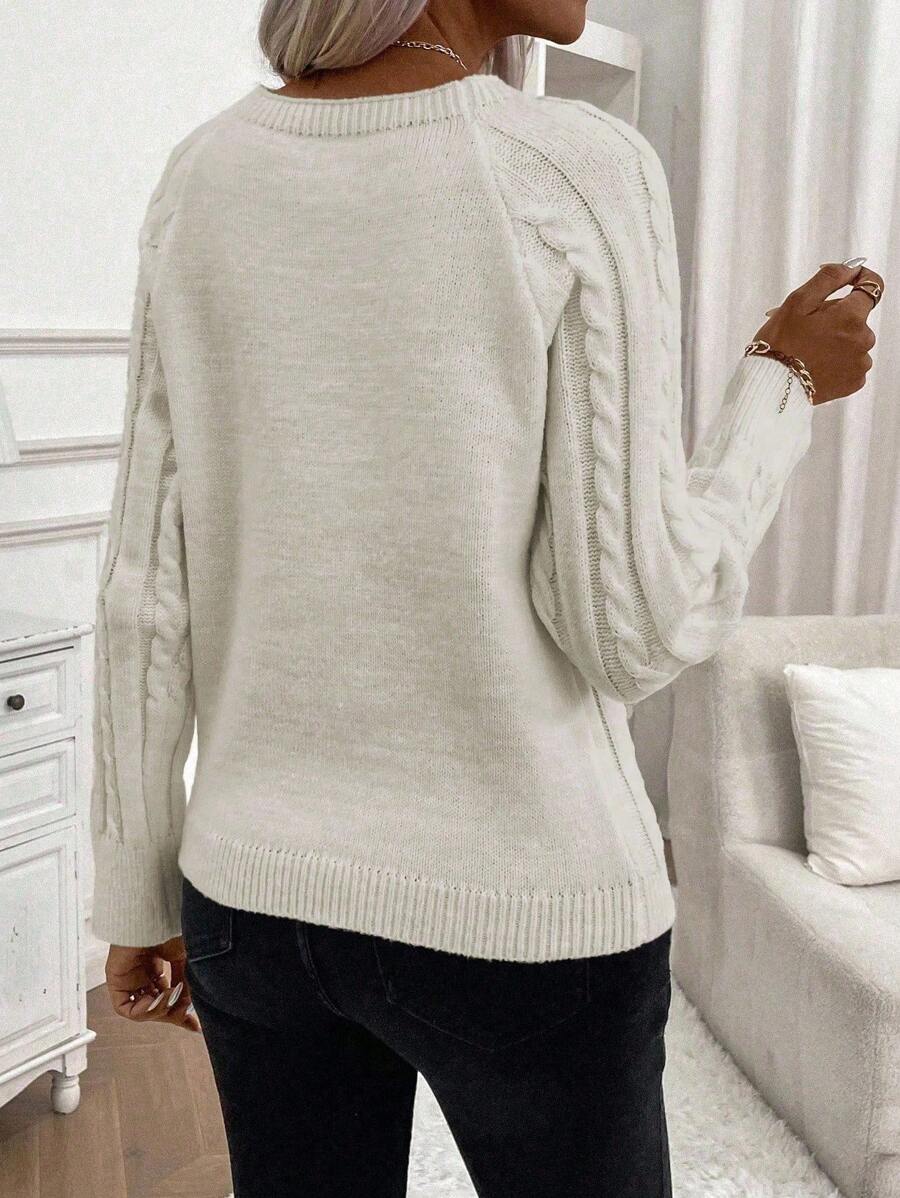Women's Cable Knit Jumper Button Detail