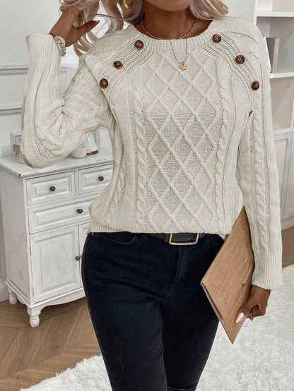 Women's Cable Knit Round Neck Sweater
