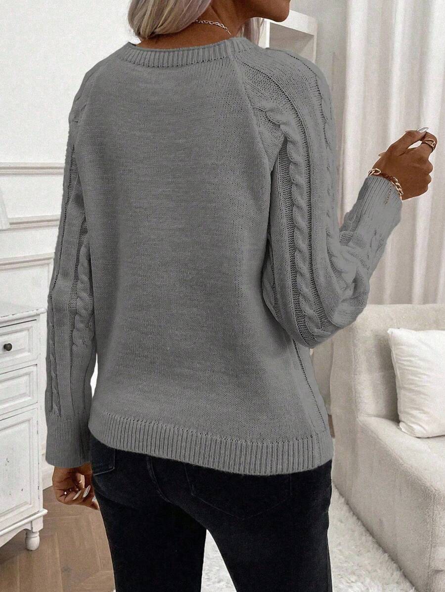 Classic Button Front Cable Knit Sweater