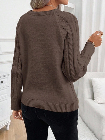 Women's Cable Knit Round Neck Sweater