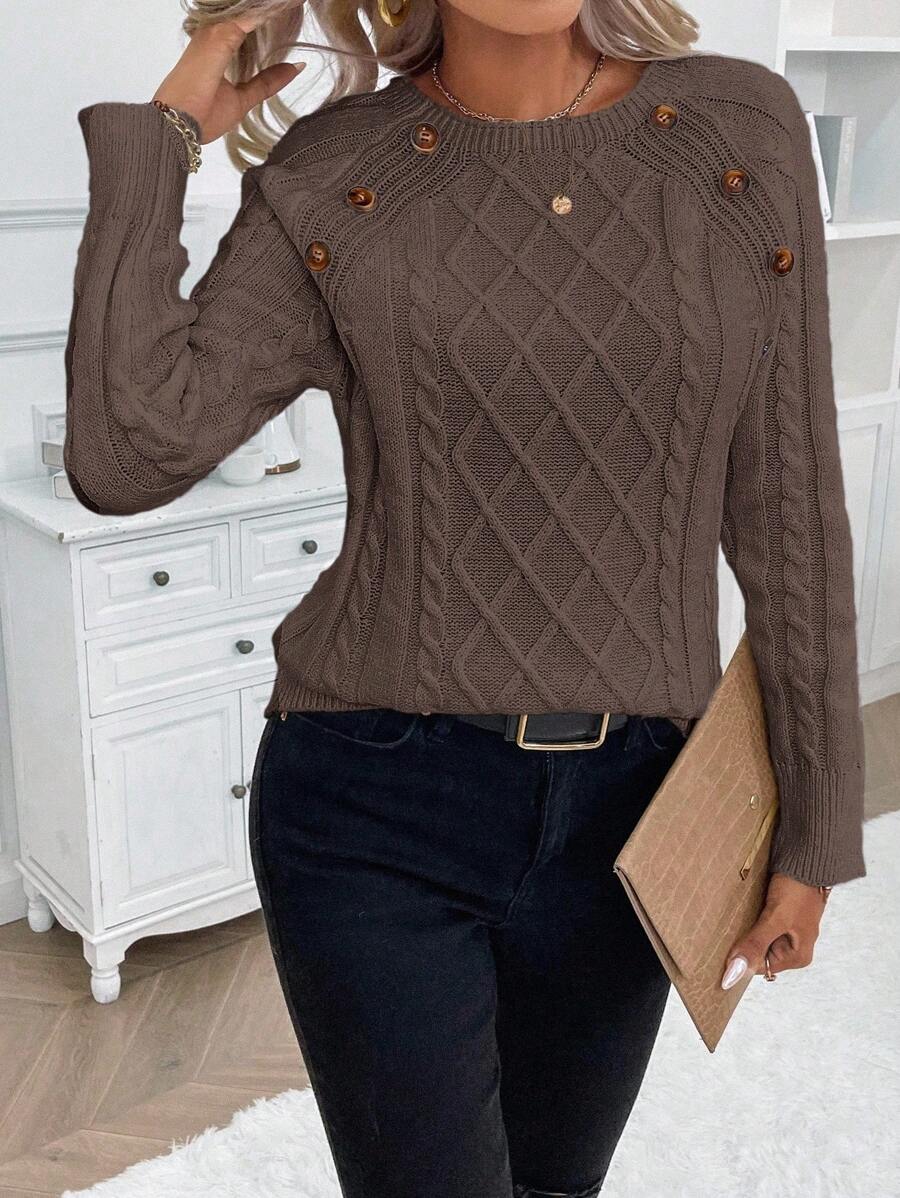 Women's Cable Knit Round Neck Sweater