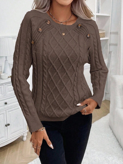 Women's Cable Knit Round Neck Sweater