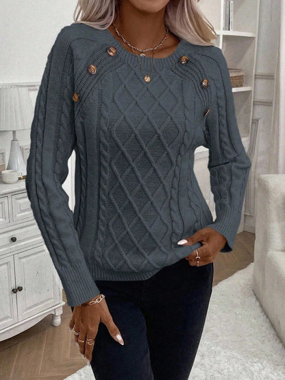 Women's Cable Knit Round Neck Sweater