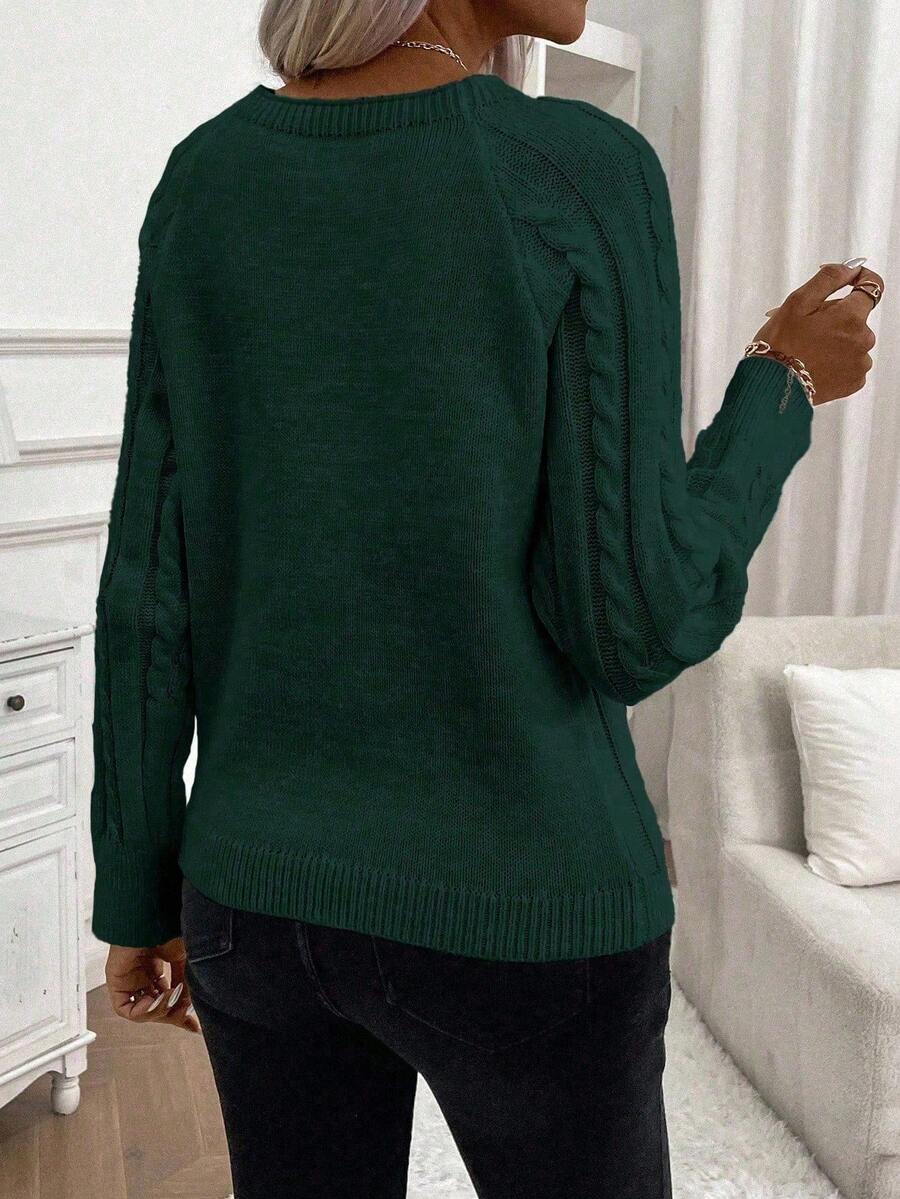 Women's Cable Knit Round Neck Sweater