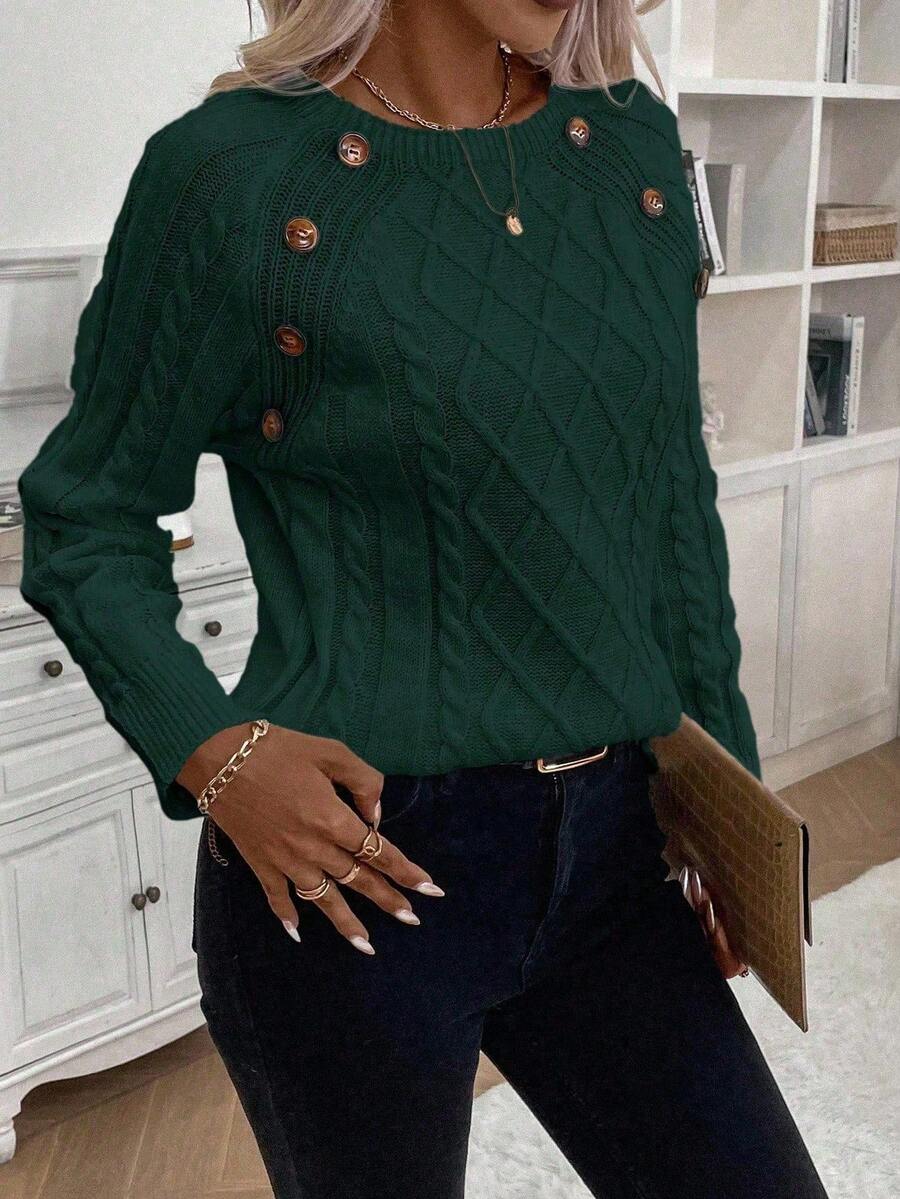 Women's Cable Knit Round Neck Sweater