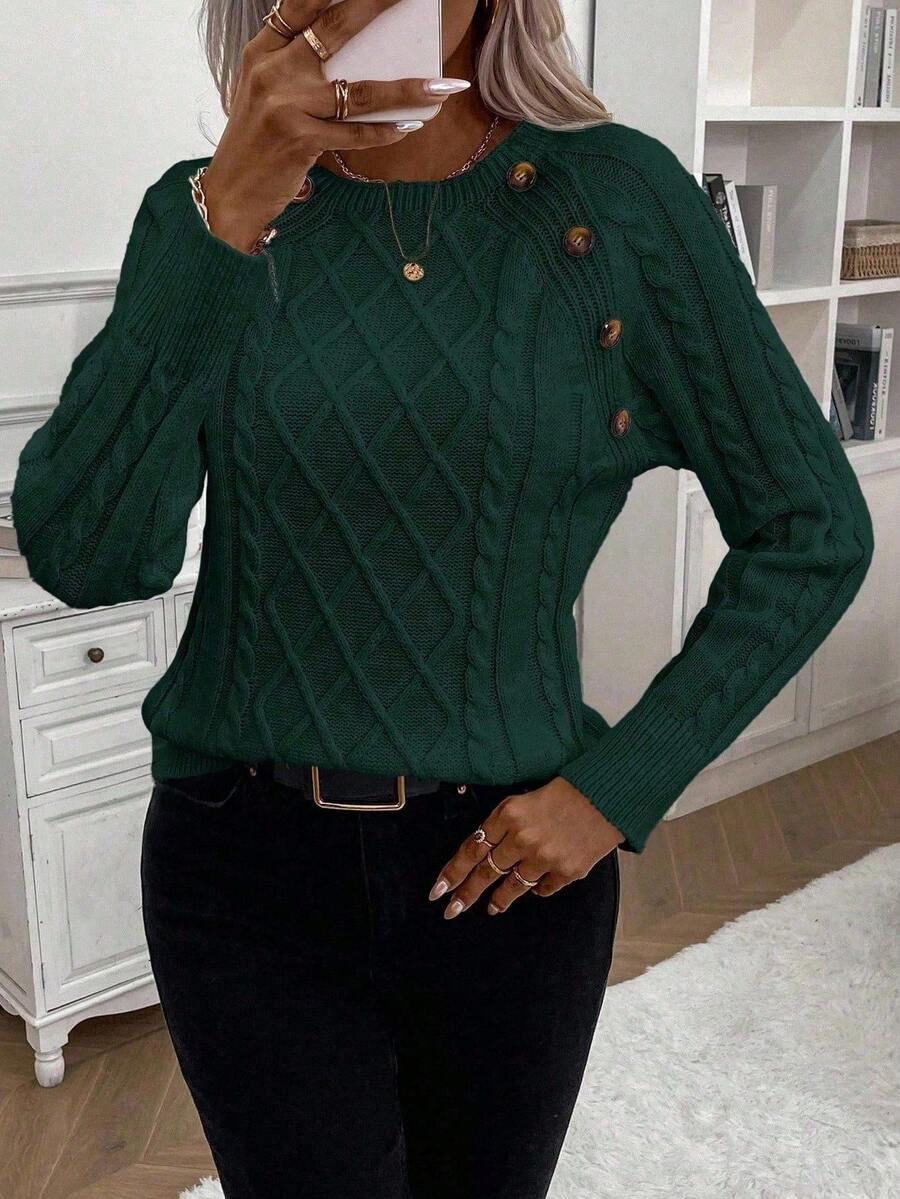 Women's Cable Knit Round Neck Sweater