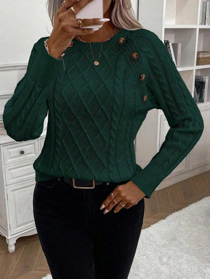 Women's Cable Knit Round Neck Sweater