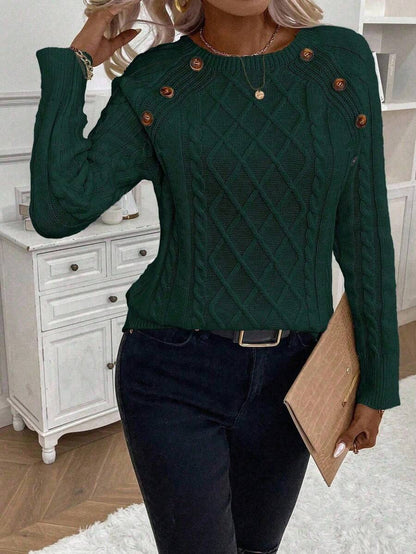 Women's Cable Knit Round Neck Sweater