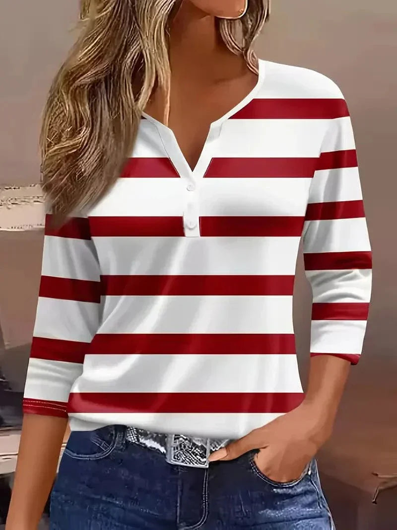 Women's Striped Henley - VibreMode