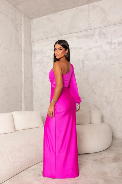 Women's One-Shoulder Asymmetrical Maxi Evening Dress