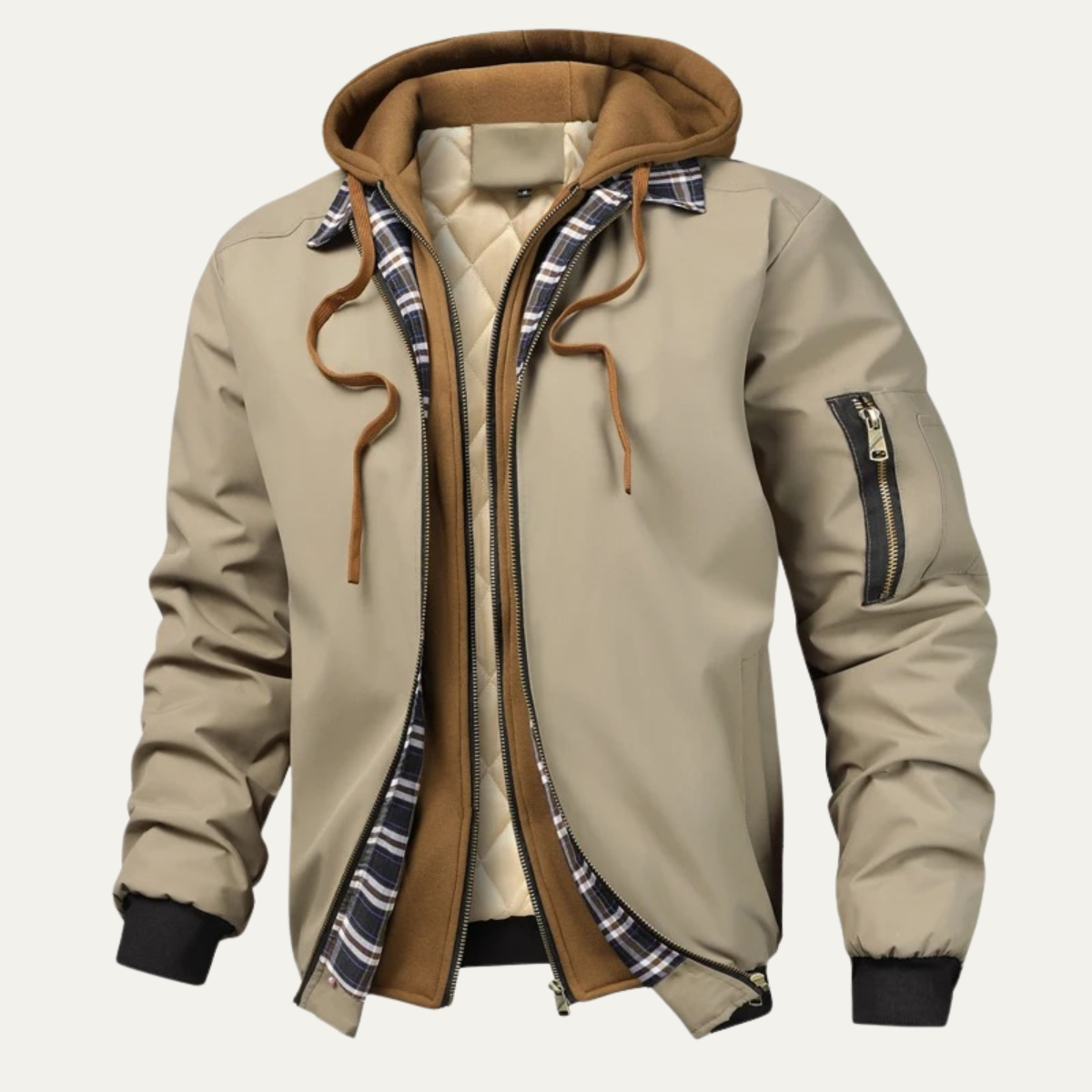 Men's Thick Fleece Bomber Hooded Jacket