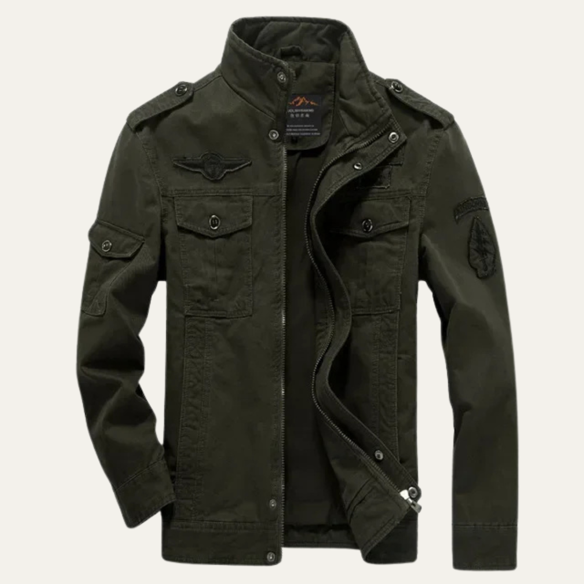 Men's Military Jacket Stand Collar Multiple Pockets