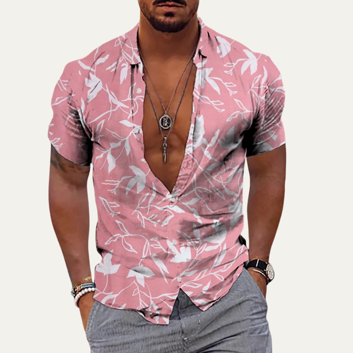 Men's Hawaiian Beach Shirt Tropical Coconut Print