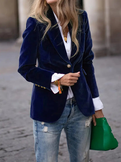 Women's Velvet Blazer Elegant Black
