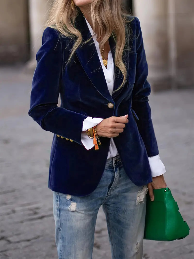 Women's Single Button Blazer Notched Lapel