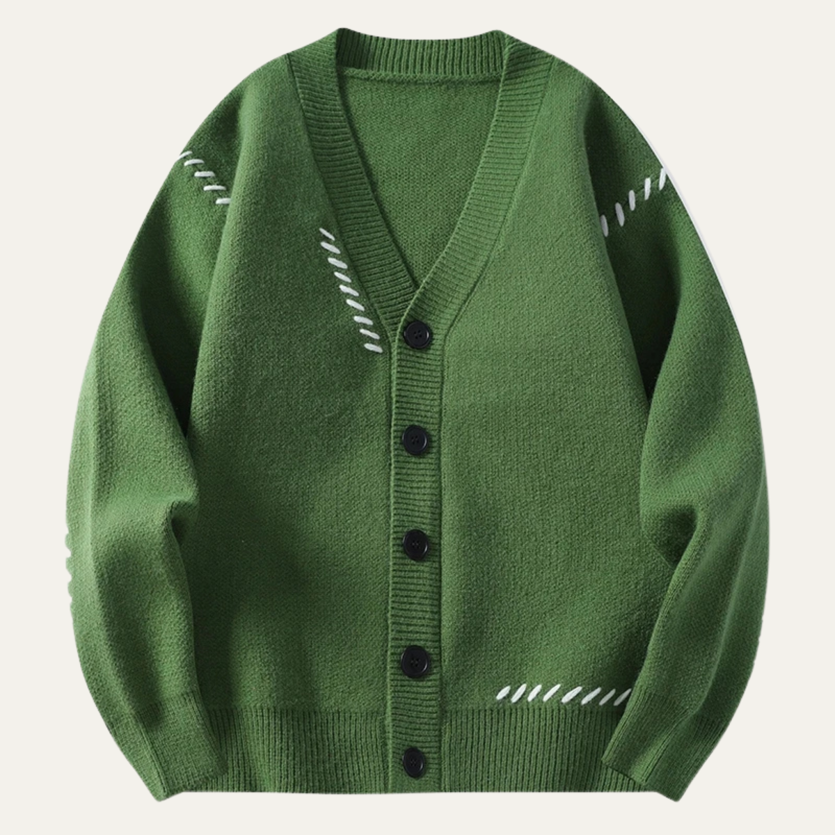 Men's V Neck Knit Sweater Casual Button Up
