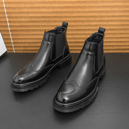 Men's Leather Chelsea Boots Anti Slip Sole Brown