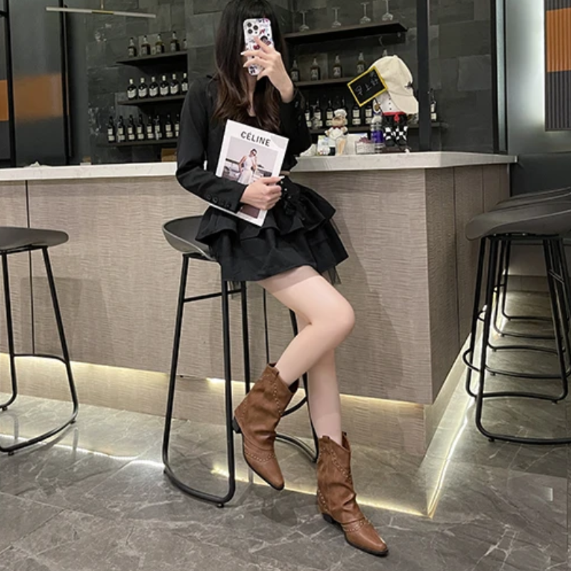 Women's Studded Ankle Boots Slouchy