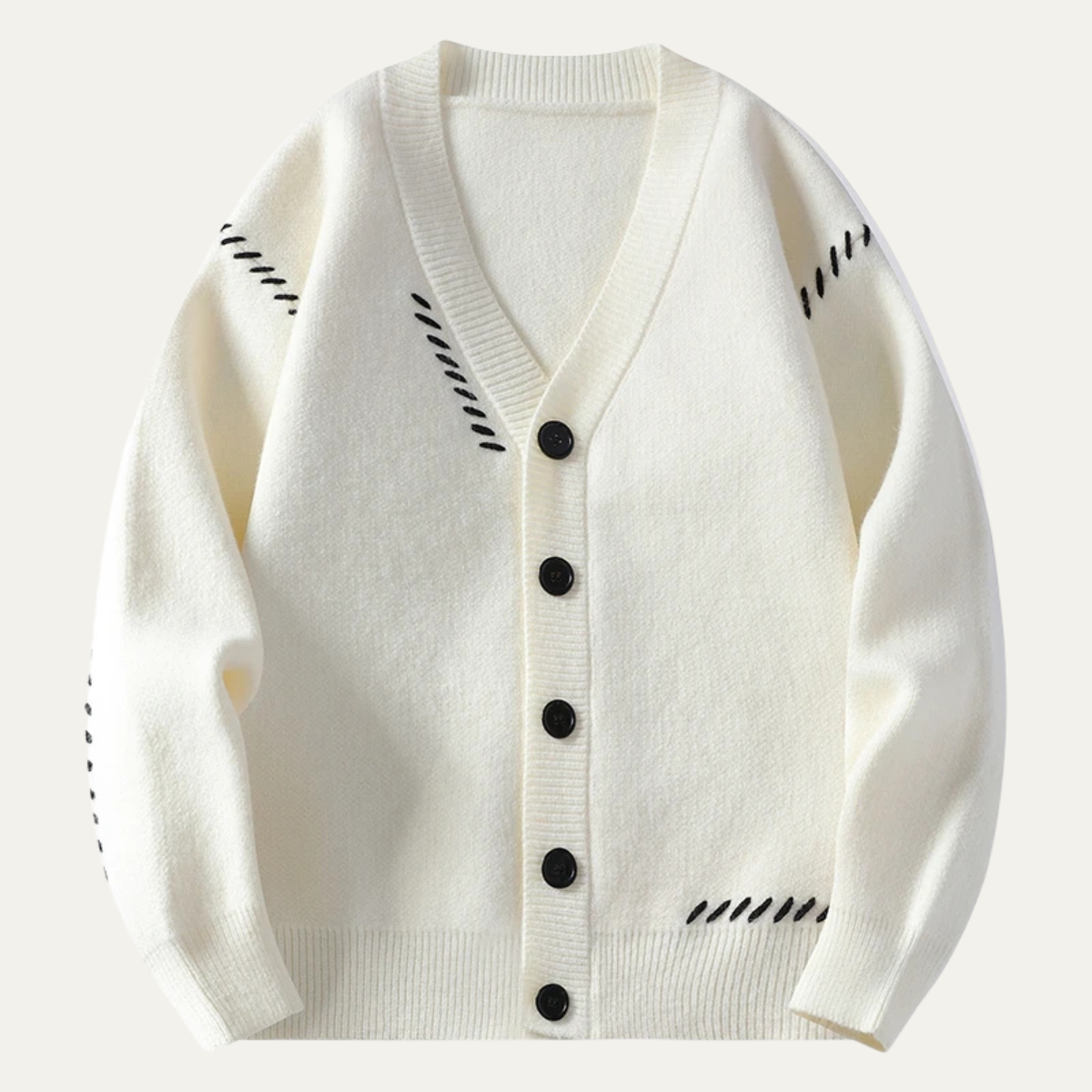 Men's V Neck Knit Sweater Casual Button Up