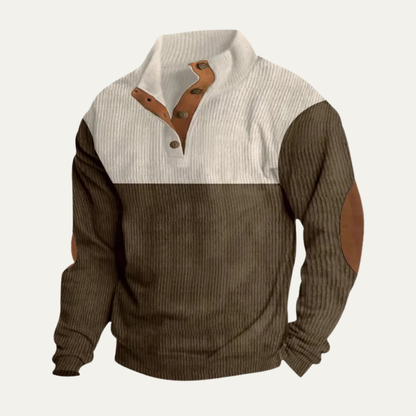 Men's Corduroy Sweater Two Tone Elbow Patches