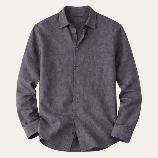 Men's Linen Button Up Shirt Loose Fit Beige - VibreMode