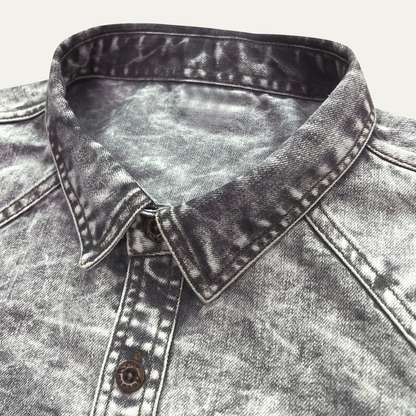 Men's Vintage Tie Dye Denim Shirt Light Grey